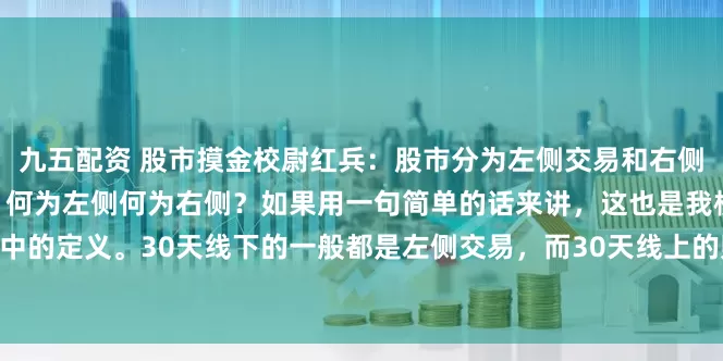 九五配资 股市摸金校尉红兵：股市分为左侧交易和右侧交易，很多股民不能理解，何为左侧何为右侧？如果用一句简单的话来讲，这也是我模式当中的定义。30天线下的一般都是左侧交易，而30天线上的则为右侧交易！30天线是定位一只